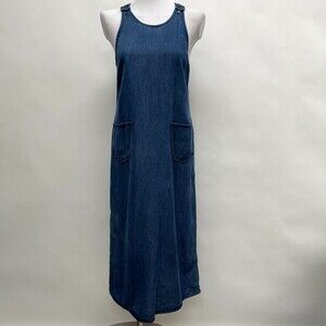 Petite Sophisticate Women's Long Dress Size 6 Blue Sleeveless Denim Scoop Neck